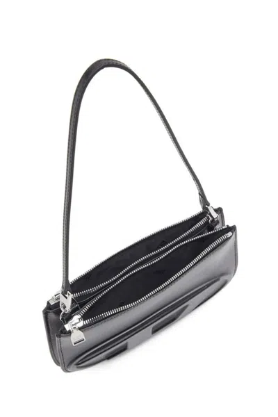 Diesel 1dr 20. Twin Shoulder Bag In Black Leather In Black