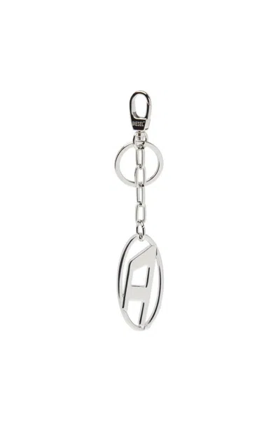 Diesel Metal Oval D Keyring With Crystals In Metallic