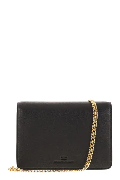 Elisabetta Franchi Shoulder Strap With Groumette Chain In Black