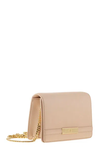 Elisabetta Franchi Shoulder Strap With Groumette Chain In Neutral