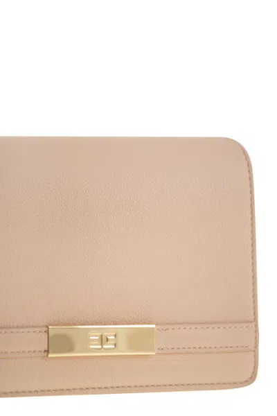 Elisabetta Franchi Shoulder Strap With Groumette Chain In Neutral