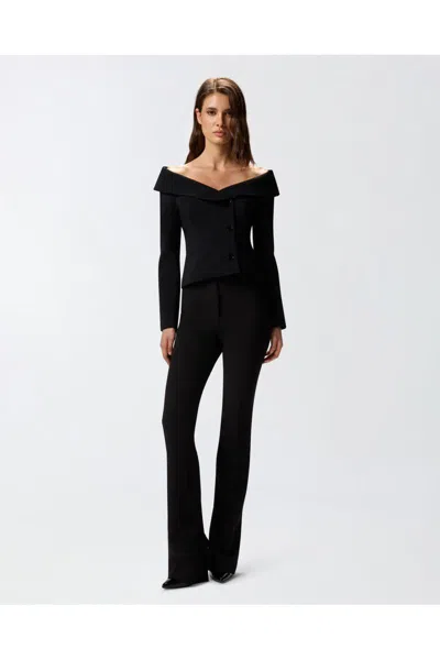 Pinko Antonina Black Jacket With Off-shoulder Neckline In Tech Fabric Woman In Black
