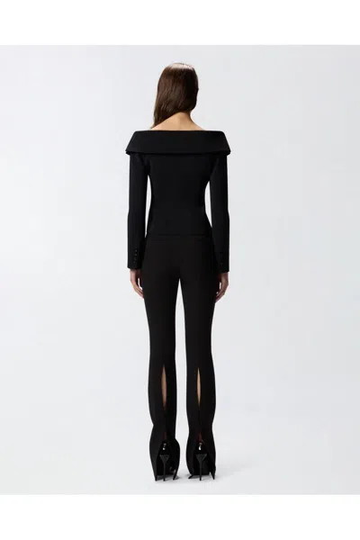 Pinko Antonina Black Jacket With Off-shoulder Neckline In Tech Fabric Woman In Black