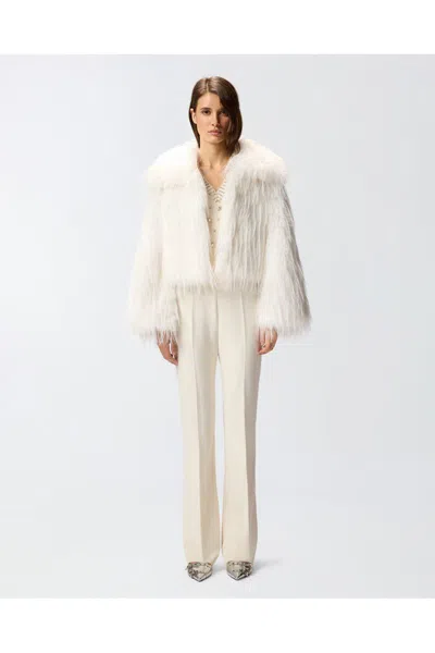 Pinko Amparo Faux Fur Coat In White