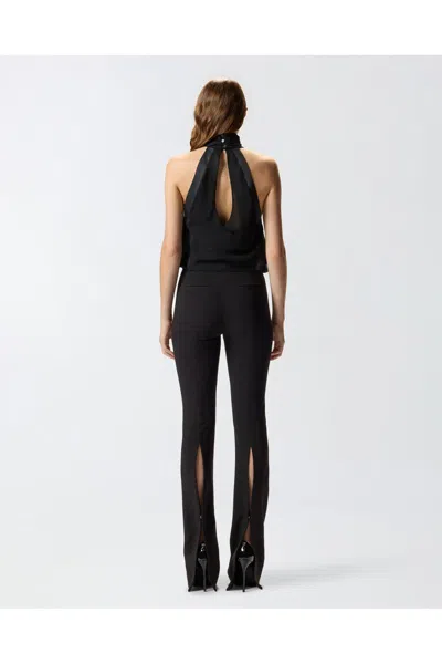 Pinko Halter Neck Top With High Collar In Black