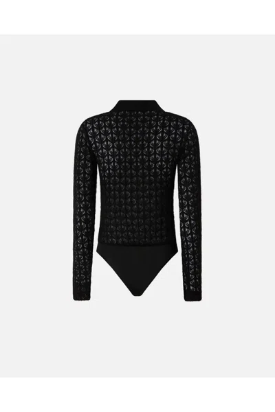 Pinko Knit Lace Bodysuit In Black