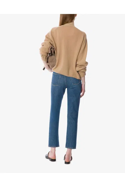 Alberta Ferretti V-neck Long Sleeve Knitwear Embroidered Detail In Neutral