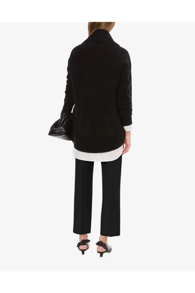 Alberta Ferretti Long Sleeve Collarless Shirt With Scarf Detail In White