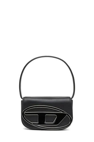 Diesel Rectangular Leather Shoulder Bag With Single Handle In Black
