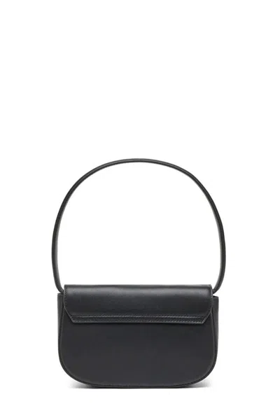 Diesel Rectangular Leather Shoulder Bag With Single Handle In Black