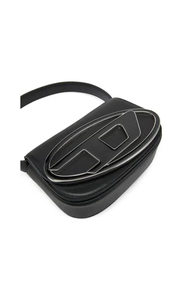 Diesel Rectangular Leather Shoulder Bag With Single Handle In Black