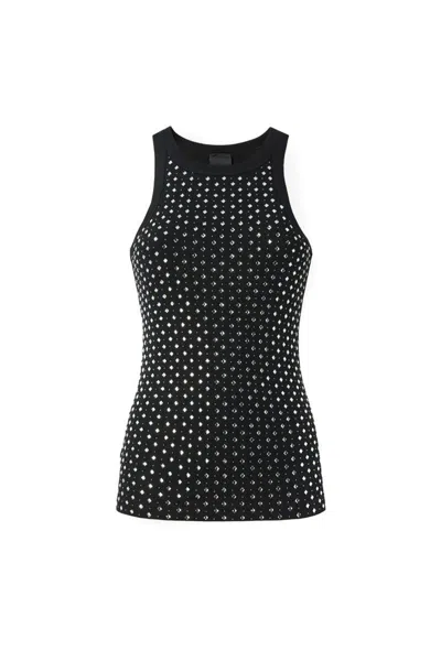 Pinko Fitted Sleeveless Top Featuring Stud Embellishments In Black