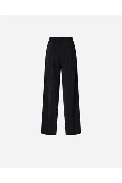 Pinko Black Pants With Pleated Details And Belt Loops In Tech Fabric Stretch Woman In Black