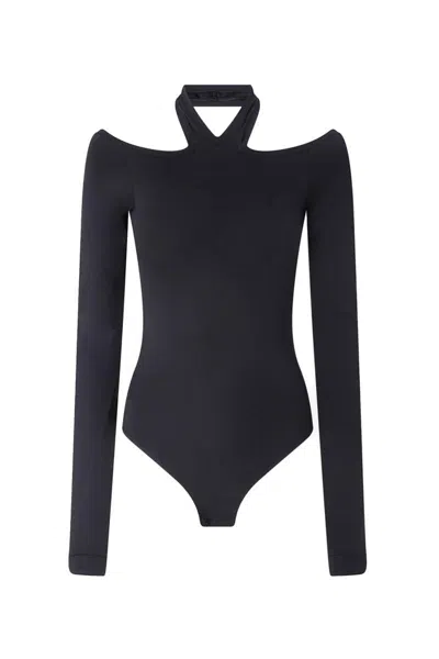 Pinko Long-sleeved Bodysuit With Open Shoulders In Black