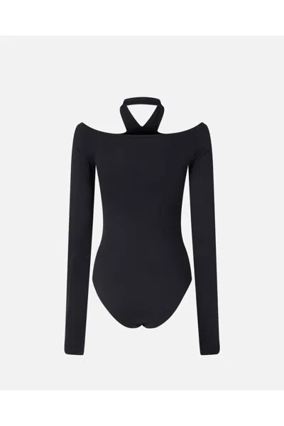 Pinko Long-sleeved Bodysuit With Open Shoulders In Black