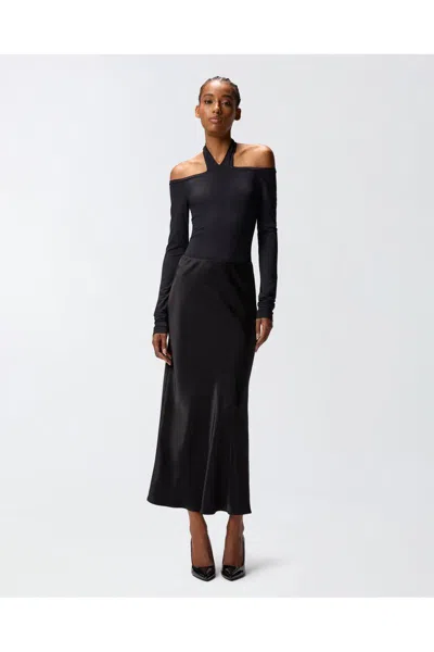 Pinko Long-sleeved Bodysuit With Open Shoulders In Black