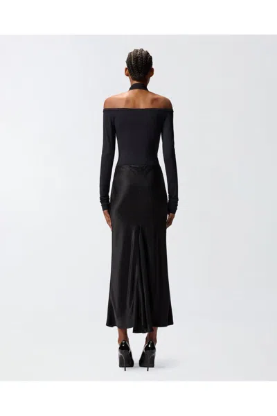 Pinko Long-sleeved Bodysuit With Open Shoulders In Black