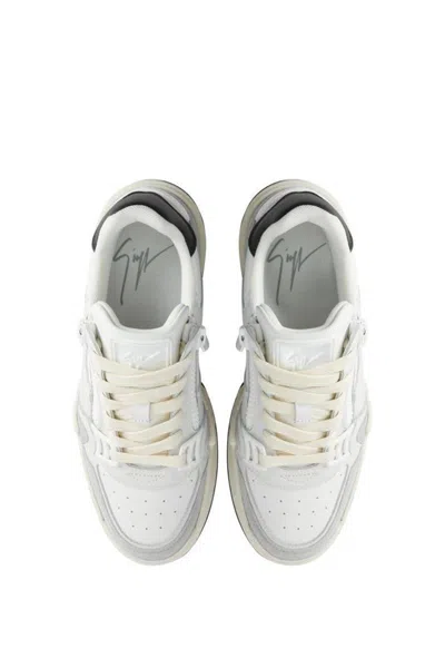 Giuseppe Zanotti Zip-detail Leather Sneakers In White