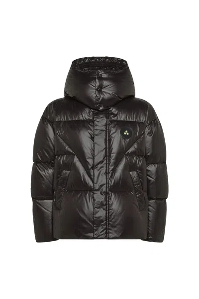 Peuterey Giubbino Puffer Lucido Con Cappuccio Nero In Black