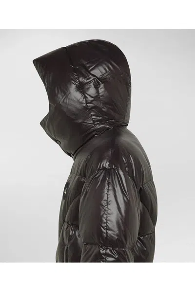 Peuterey Giubbino Puffer Lucido Con Cappuccio Nero In Black