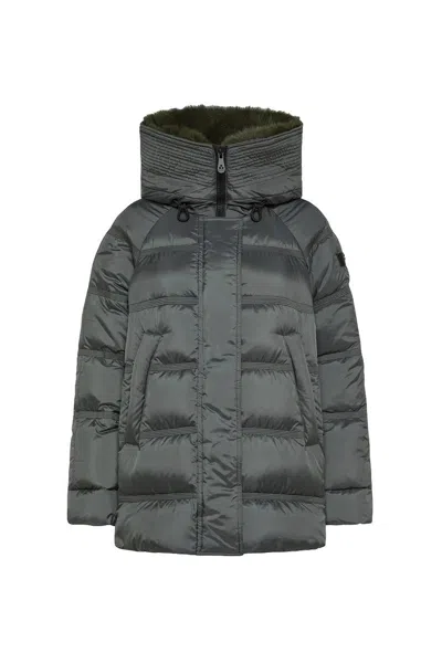 Peuterey Medium-length Puffer Jacket With Adjustable Side Zips In Gray