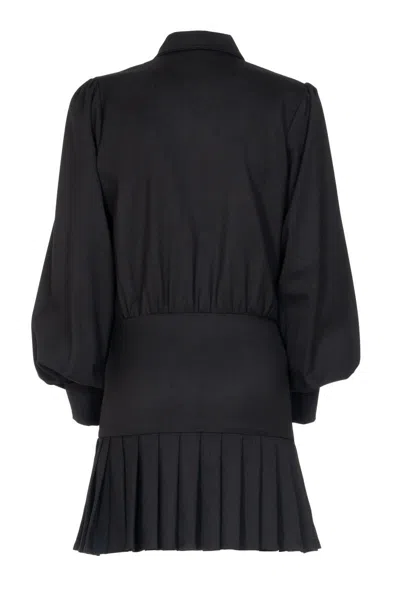 Les Filles D'eva Button Pleated Mini Dress In Black