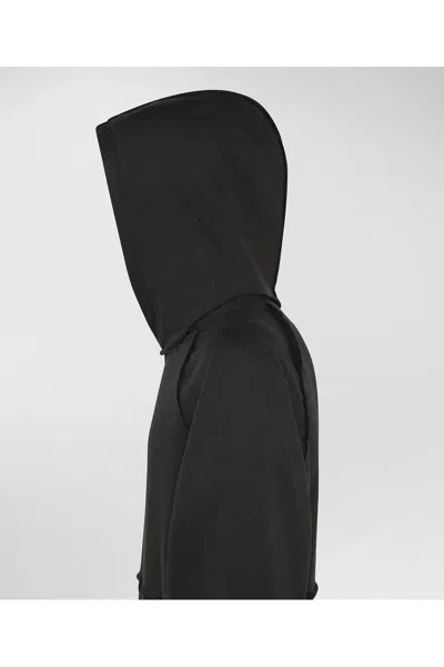 Peuterey Ribbed Knit Hoodie With Polished Finish In Black