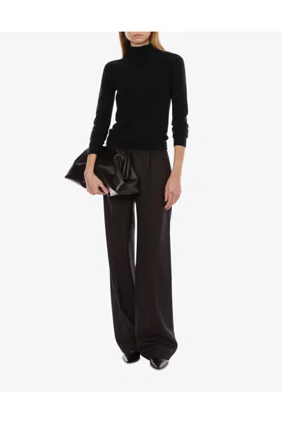 Alberta Ferretti Mock Neck Long Sleeve Knitwear With Buttons In Black