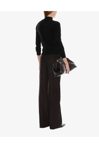 Alberta Ferretti Mock Neck Long Sleeve Knitwear With Buttons In Black