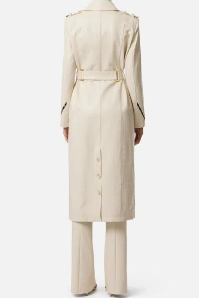 Elisabetta Franchi Croc-embossed Coat Featuring Belted Waist In White