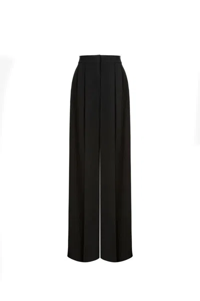 Alberta Ferretti Cady Stretch Wide Leg Trousers In Black