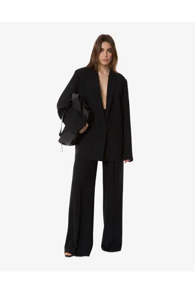 Alberta Ferretti Cady Stretch Wide Leg Trousers In Black