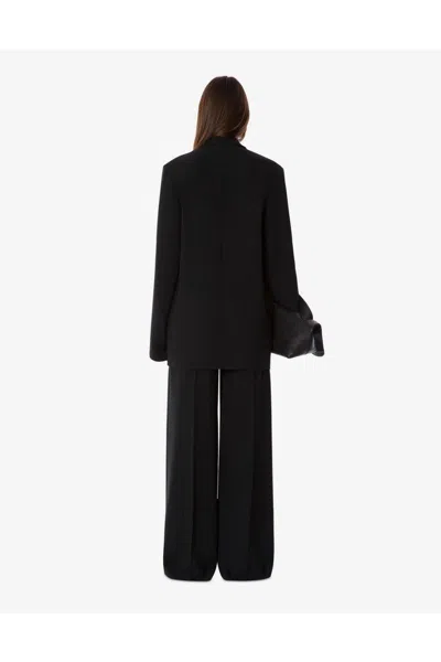 Alberta Ferretti Cady Stretch Wide Leg Trousers In Black