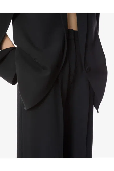 Alberta Ferretti Cady Stretch Wide Leg Trousers In Black