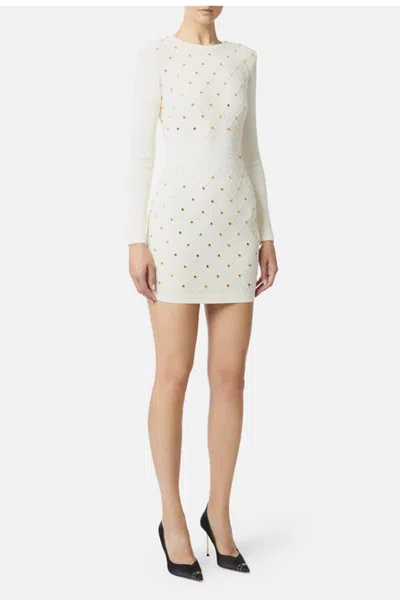 Elisabetta Franchi Mini Knitted Dress With Jewel Details In Multi