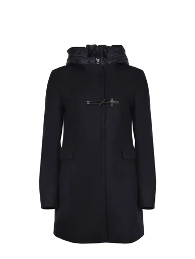 Fay Toggle Coat In Wool Cloth In Black