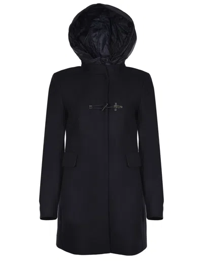 Fay Toggle Coat In Wool Cloth In Black