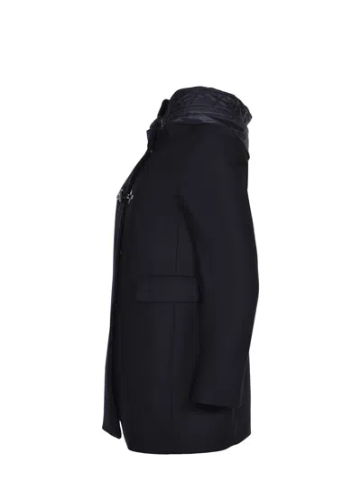 Fay Toggle Coat In Wool Cloth In Black