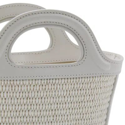 Marni White Canvas And Leather Tropicalia Mini Top Handle Bag In White