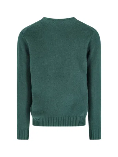 Polo Ralph Lauren Crew Neck Knit Sweater With Ribbed Textures In Green