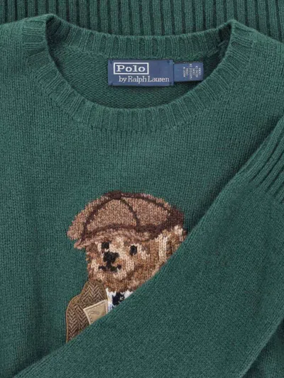 Polo Ralph Lauren Crew Neck Knit Sweater With Ribbed Textures In Green