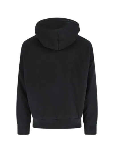Polo Ralph Lauren Hooded Sweatshirt Featuring Bear Graphic And Ribbed Cuffs In Black