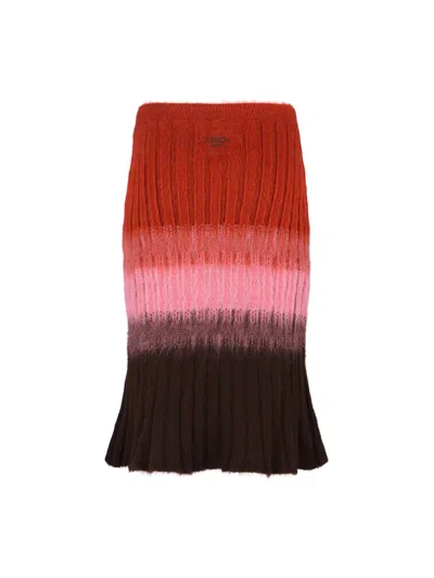 Fendi Gradient Mohair And Wool High-waisted Midi Skirt Clothing In Animal Print