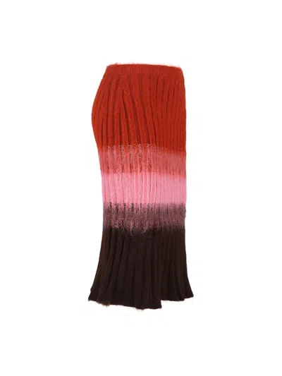 Fendi Gradient Mohair And Wool High-waisted Midi Skirt Clothing In Animal Print