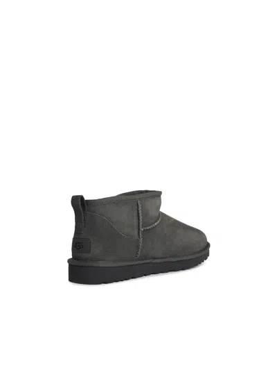 Ugg Classic Ultra Mini Grey Suede Boots In Green