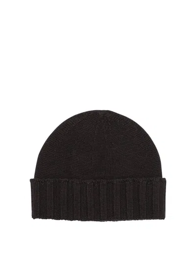 Drumohr Ribbed-hem Cashmere Beanie Hat In Black