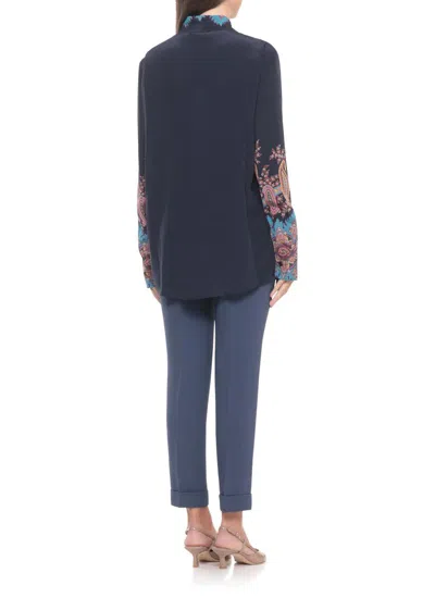 Etro Paisley-print Silk Shirt In Blue