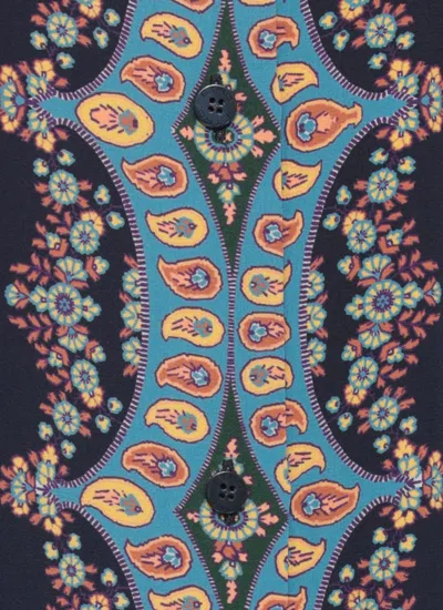 Etro Paisley-print Silk Shirt In Blue