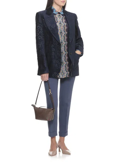 Etro Paisley-print Silk Shirt In Blue