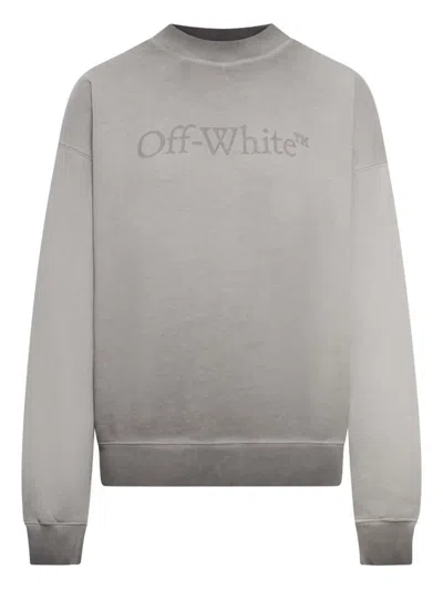 Off-white Crew Neck Cotton Sweatshirt With Degraded Effect In Gray